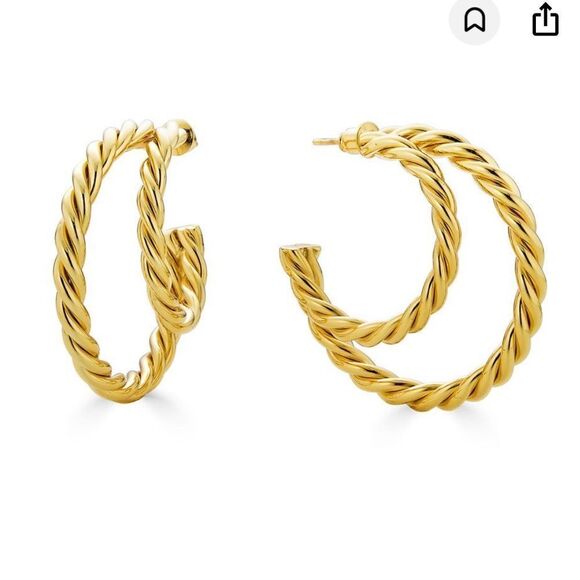 RENDOR Victoria Hoop 14k Plated Earrings NWT Retail 95.00 - Picture 3 of 3